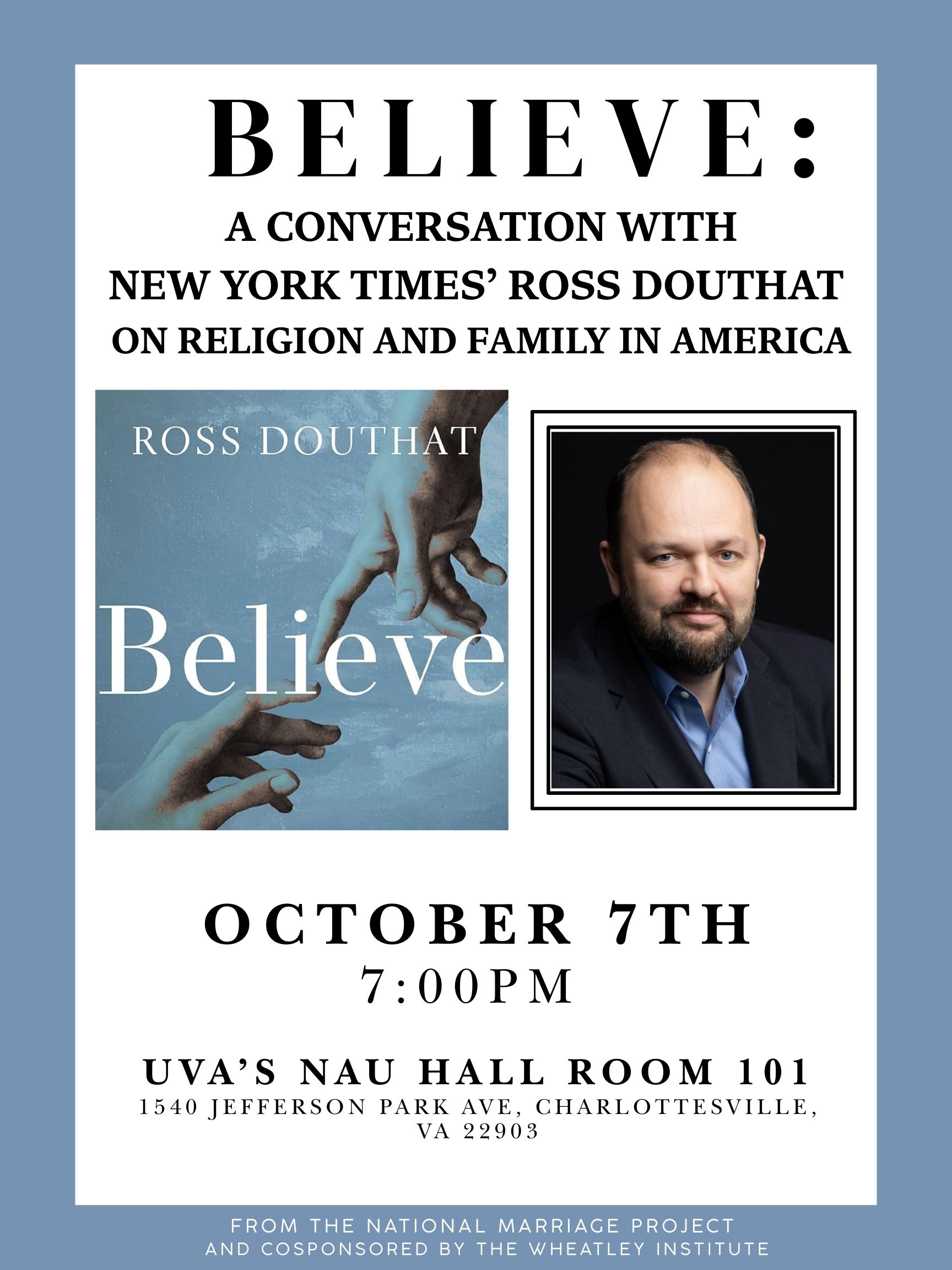 Ross Douthat coming to UVA Oct 7th